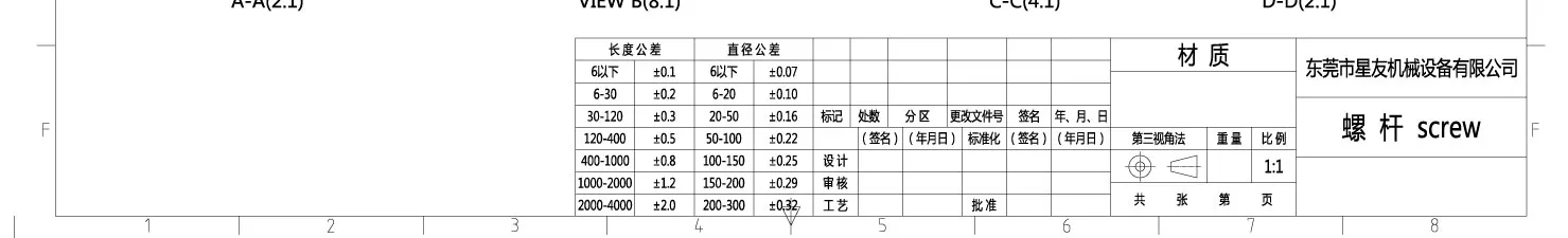 注塑机螺杆配件尺寸参数图